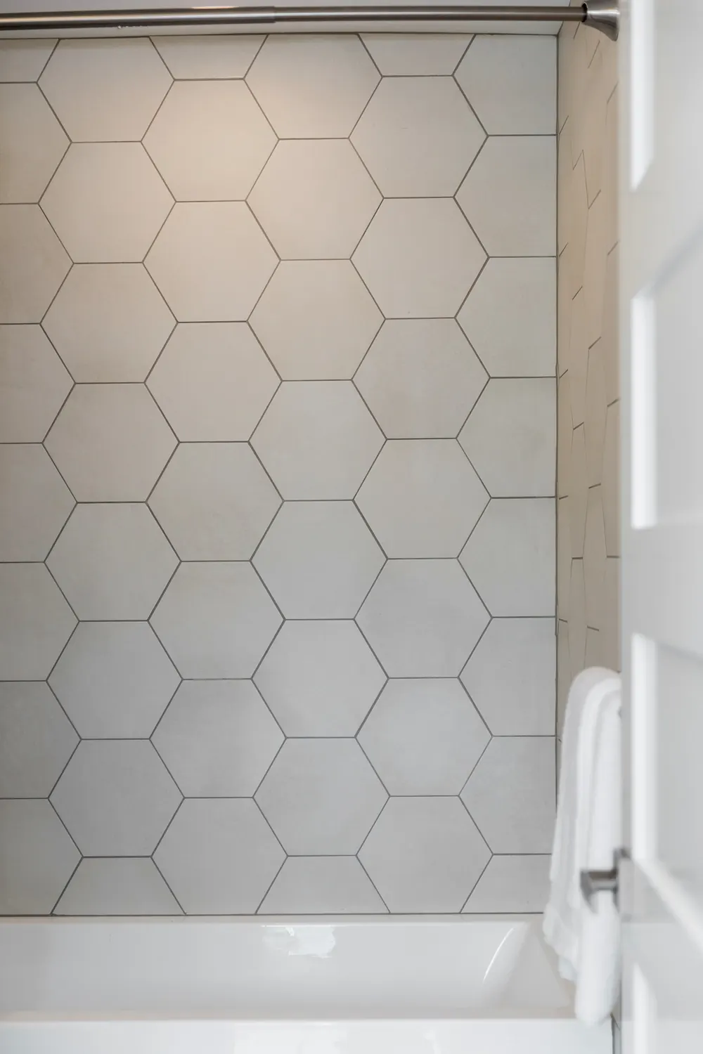 Hexagon tile shower wall