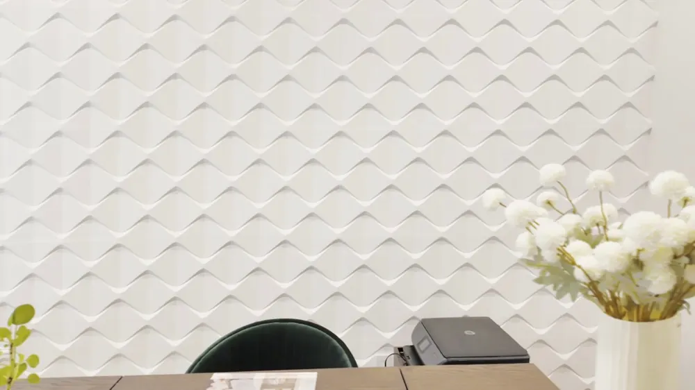 White 3D wall panel feature wall