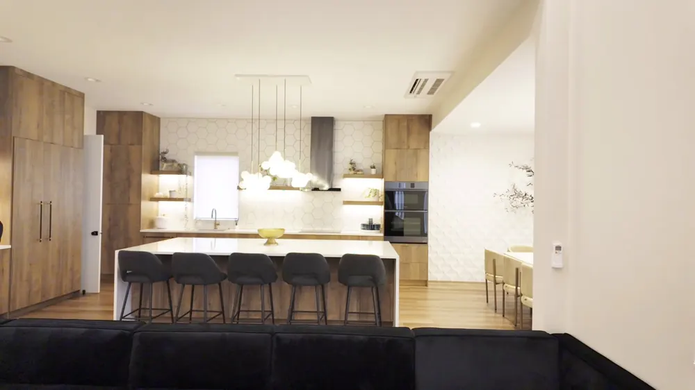 Wide view of the finished kitchen