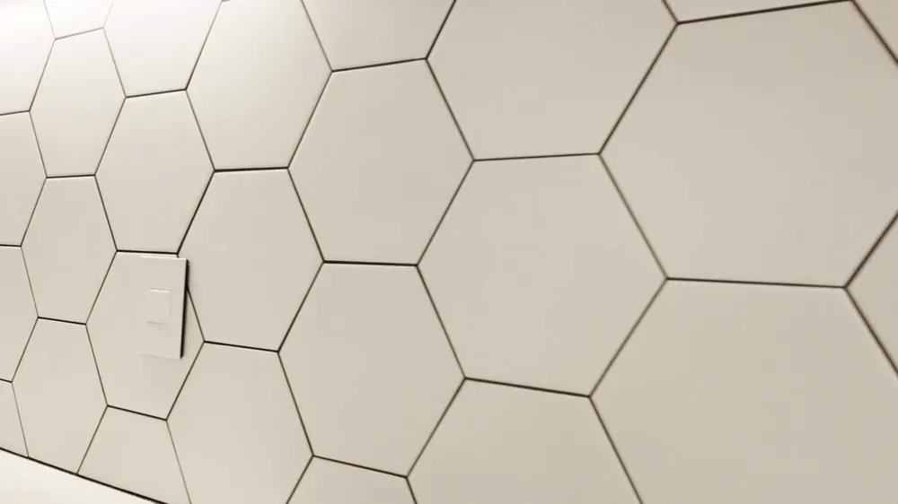Close-up of the hexagon wall panels